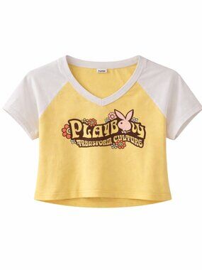 🪩 2/20 Playboy Club Resort Graphic Raglan Baby Tee Size Large